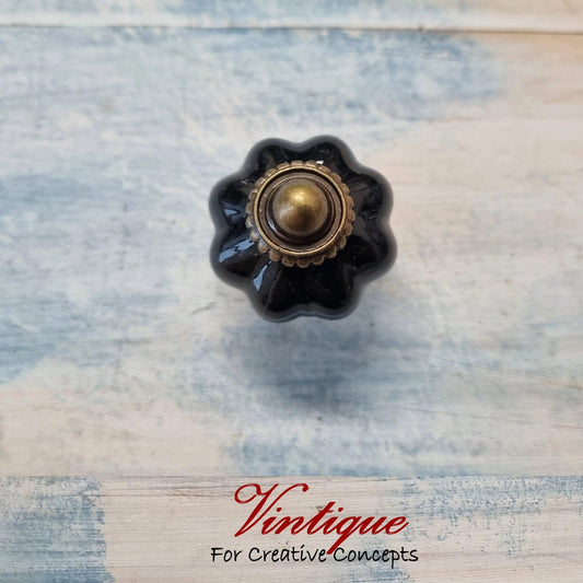 Vintage style acrylic cabinet knob 30mm-Tintoretto Black-Vintique Concepts