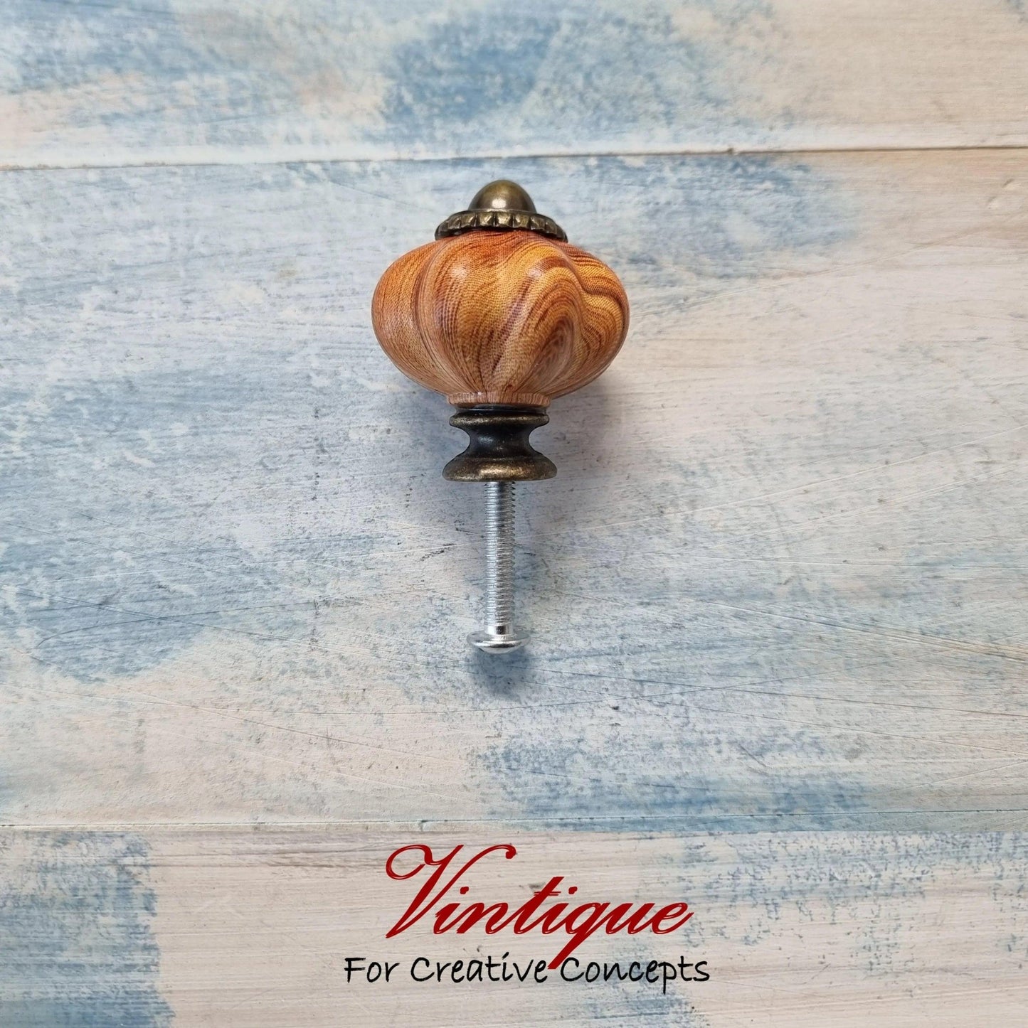 Vintage style acrylic cabinet knob 30mm-Woodgrain-Vintique Concepts