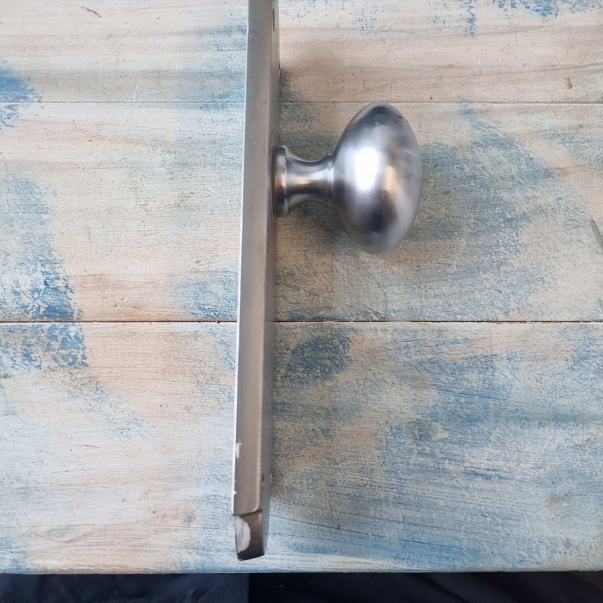 recycled satin chrome door knobs (pair) 200mm long-Vintique Concepts