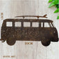 VW Camper Van with surfboards -Rusty metal  art 300mm  x160mm-Vintique Concepts