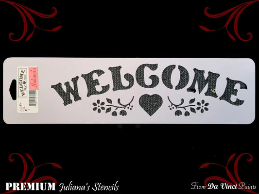 Welcome Border vintage furniture & Wall  paint stencil 102mm x 385mm-Vintique Concepts