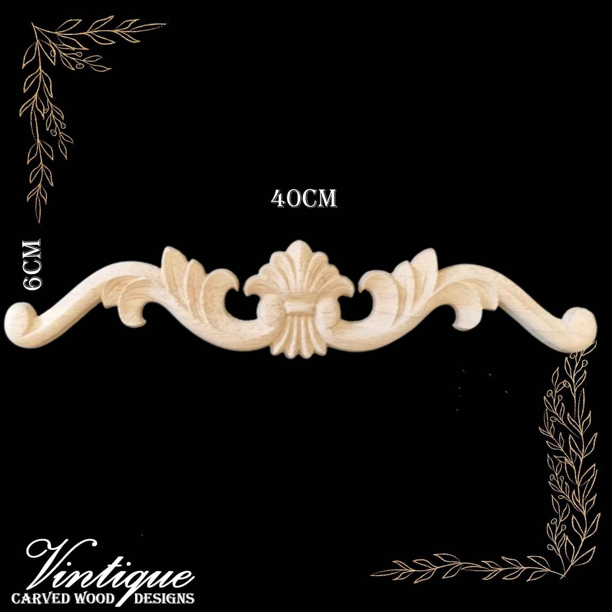 Wheat Scroll Centre Wooden Applique 40cm x 6cm