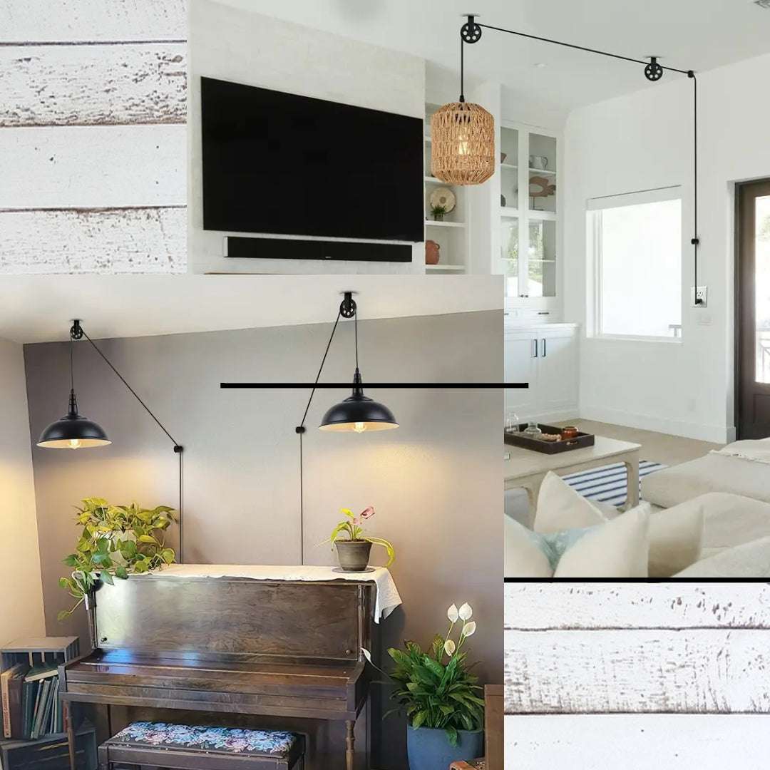 Rustic Bronze hanging wire Pulley Wheel for Sconce Vintage Lights etc