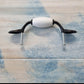 White ceramic (40mm pattern) Black Drawer / Cabinet vintage handle 133mm length-Vintique Concepts