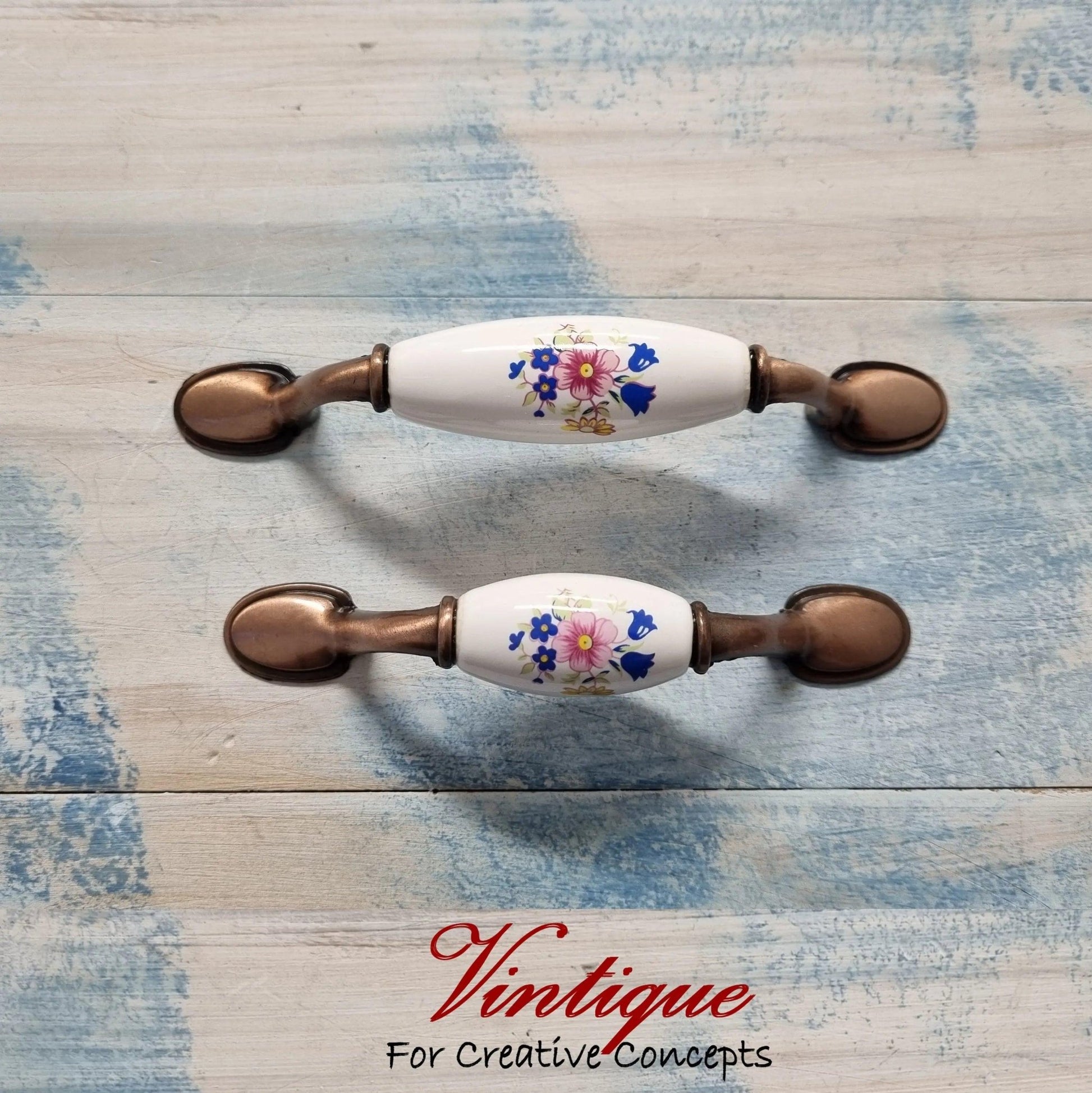 White Ceramic/ Bronze With yellow Bouquet of Flowers 144mm length-Vintique Concepts