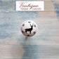 White Ceramic cabinet Knob Deer 35mm Dia