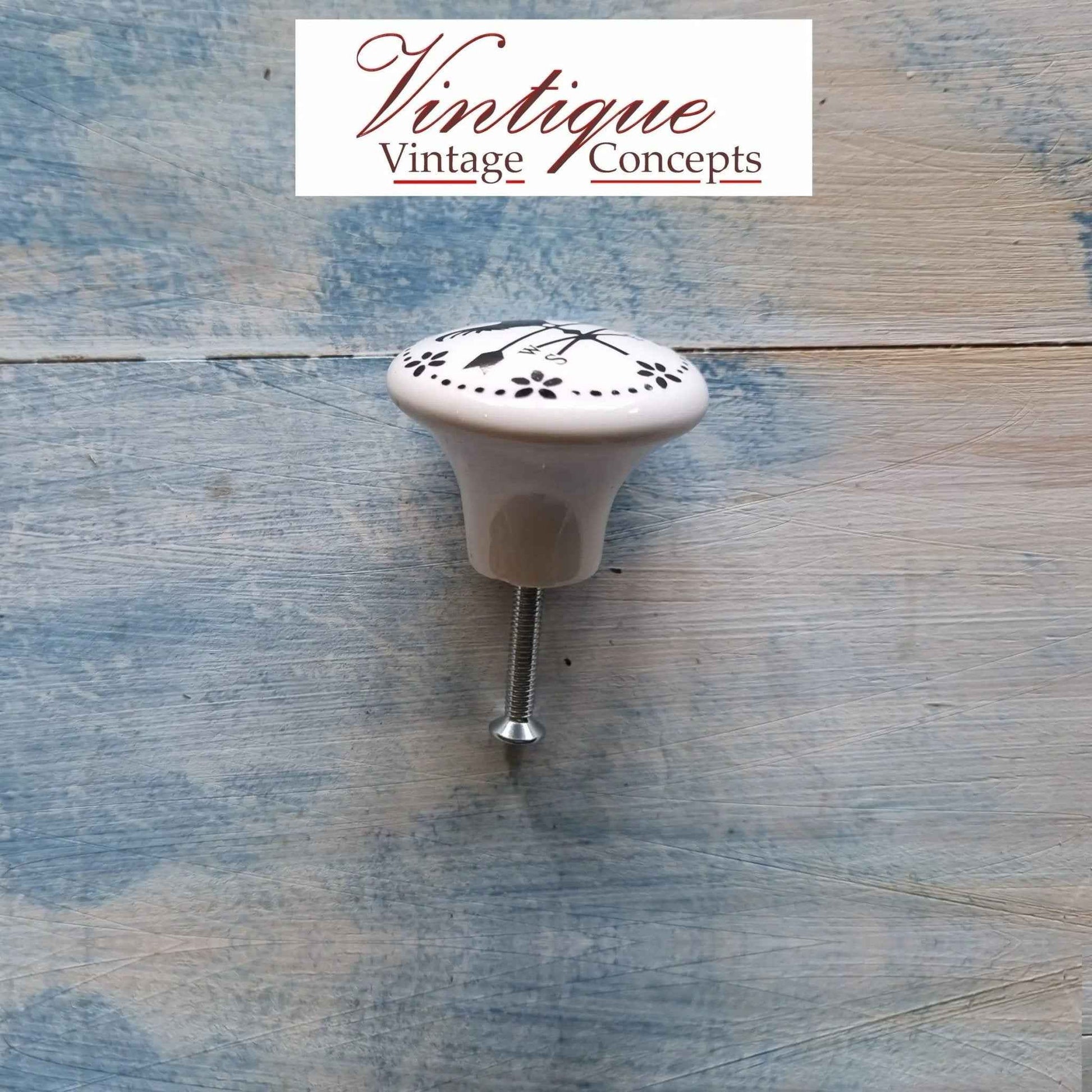 White furniture Ceramic Knob Crowing Rooster 35mm Dia