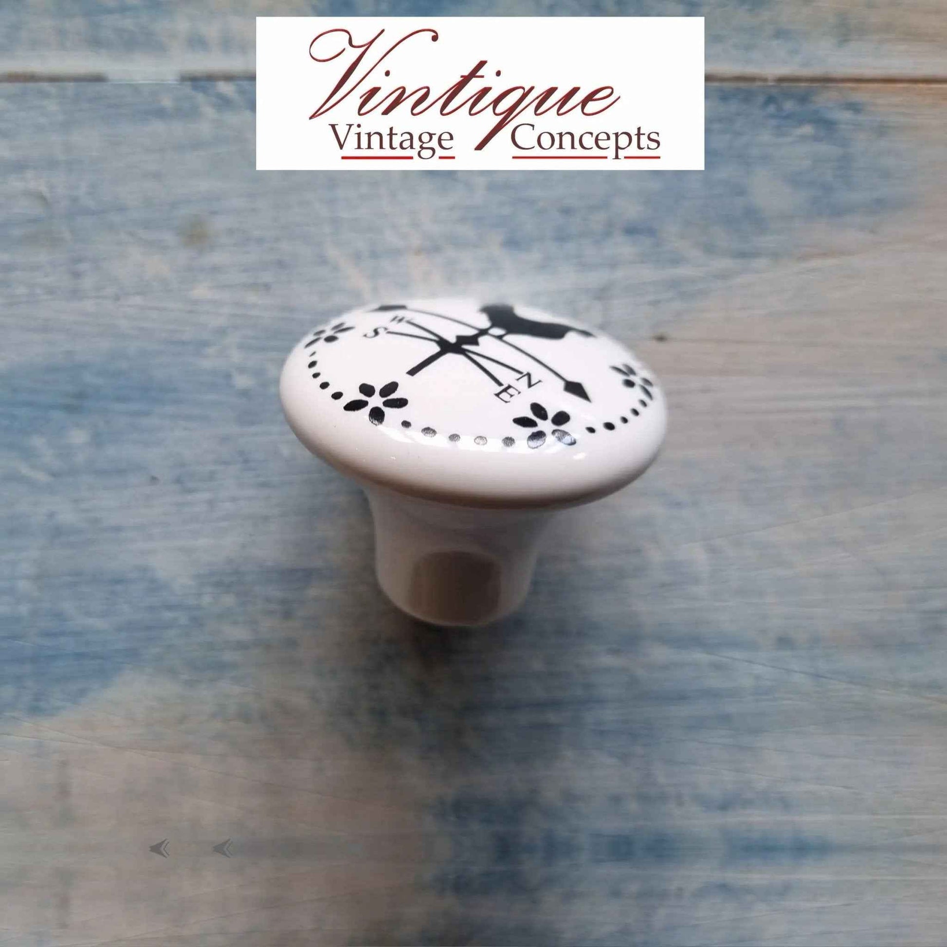 White furniture Ceramic Knob Crowing Rooster 35mm Dia