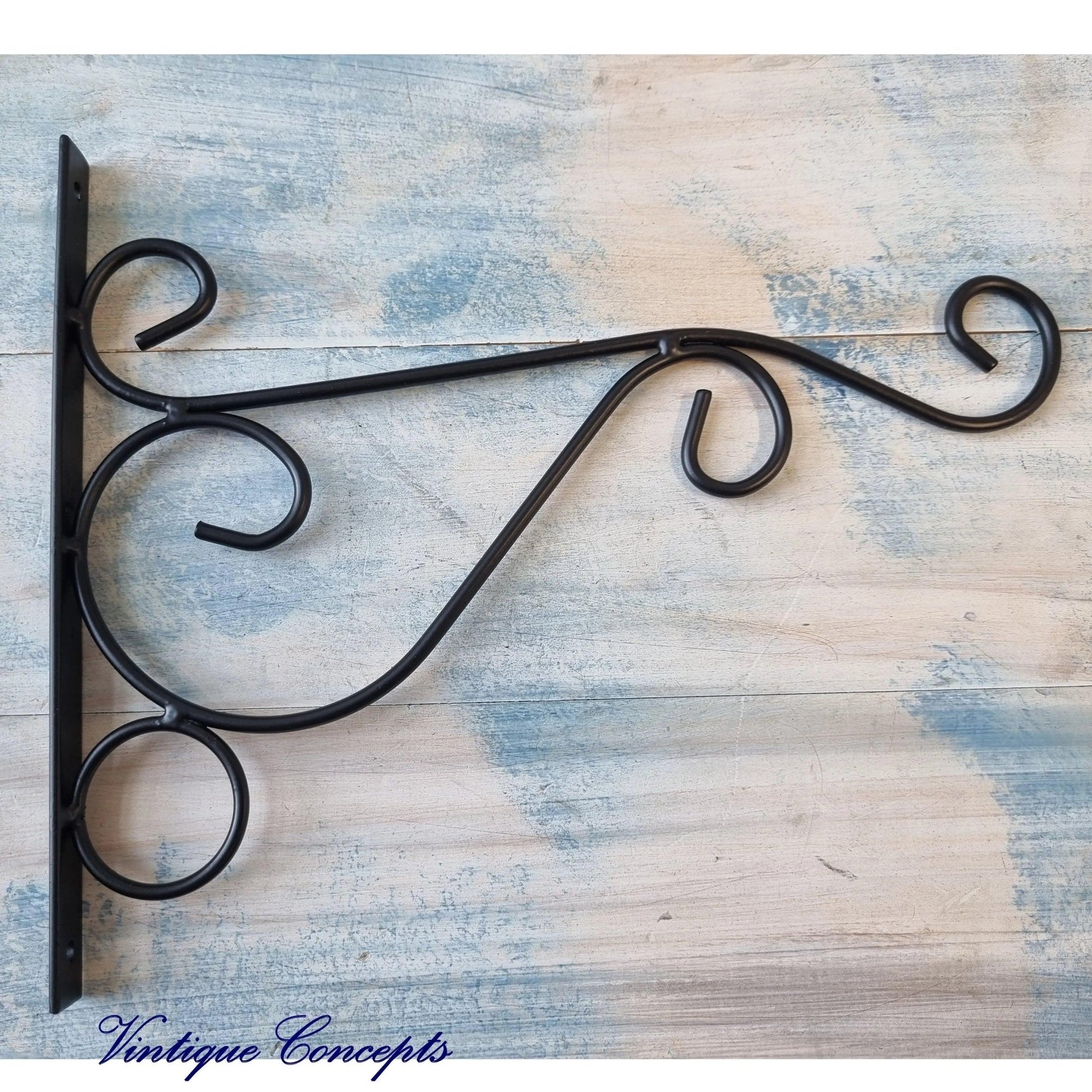 Wire Black Garden Planter hanger hook 250mm long-Vintique Concepts