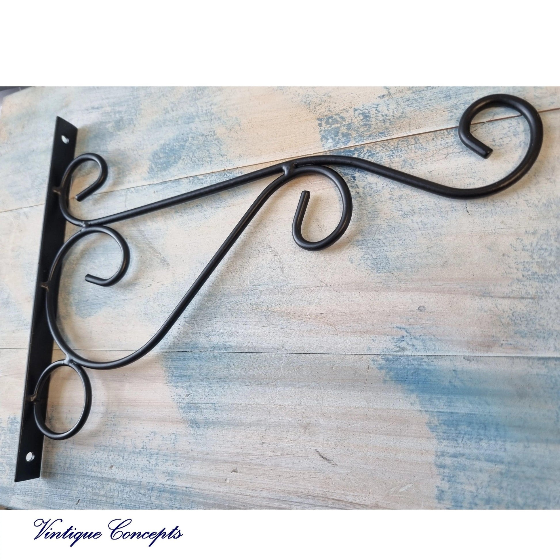 Wire Black Garden Planter hanger hook 250mm long-Vintique Concepts