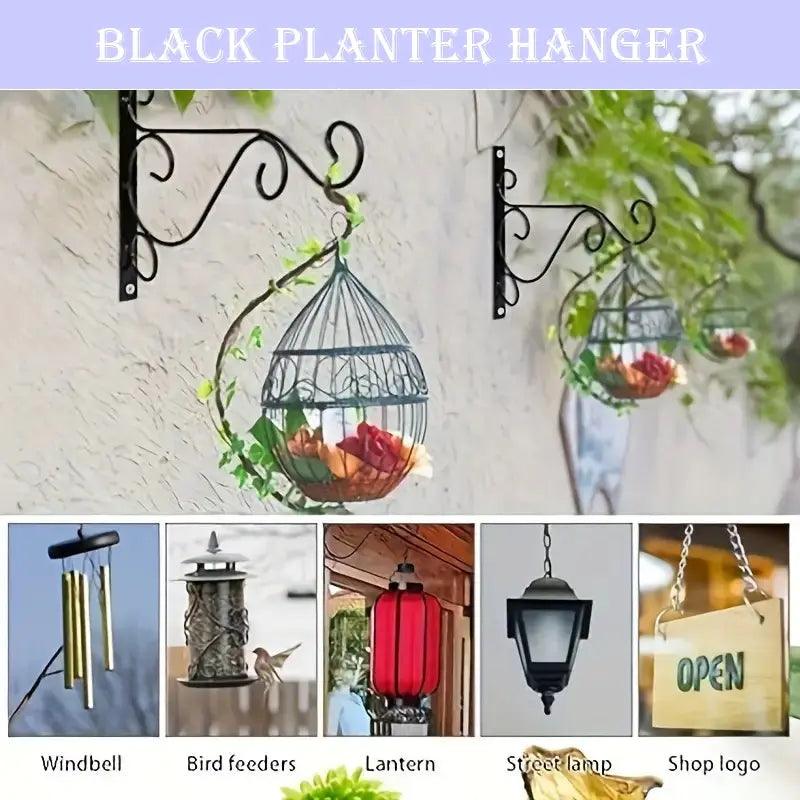 Wire Black Garden Planter hanger hook 250mm long-Vintique Concepts