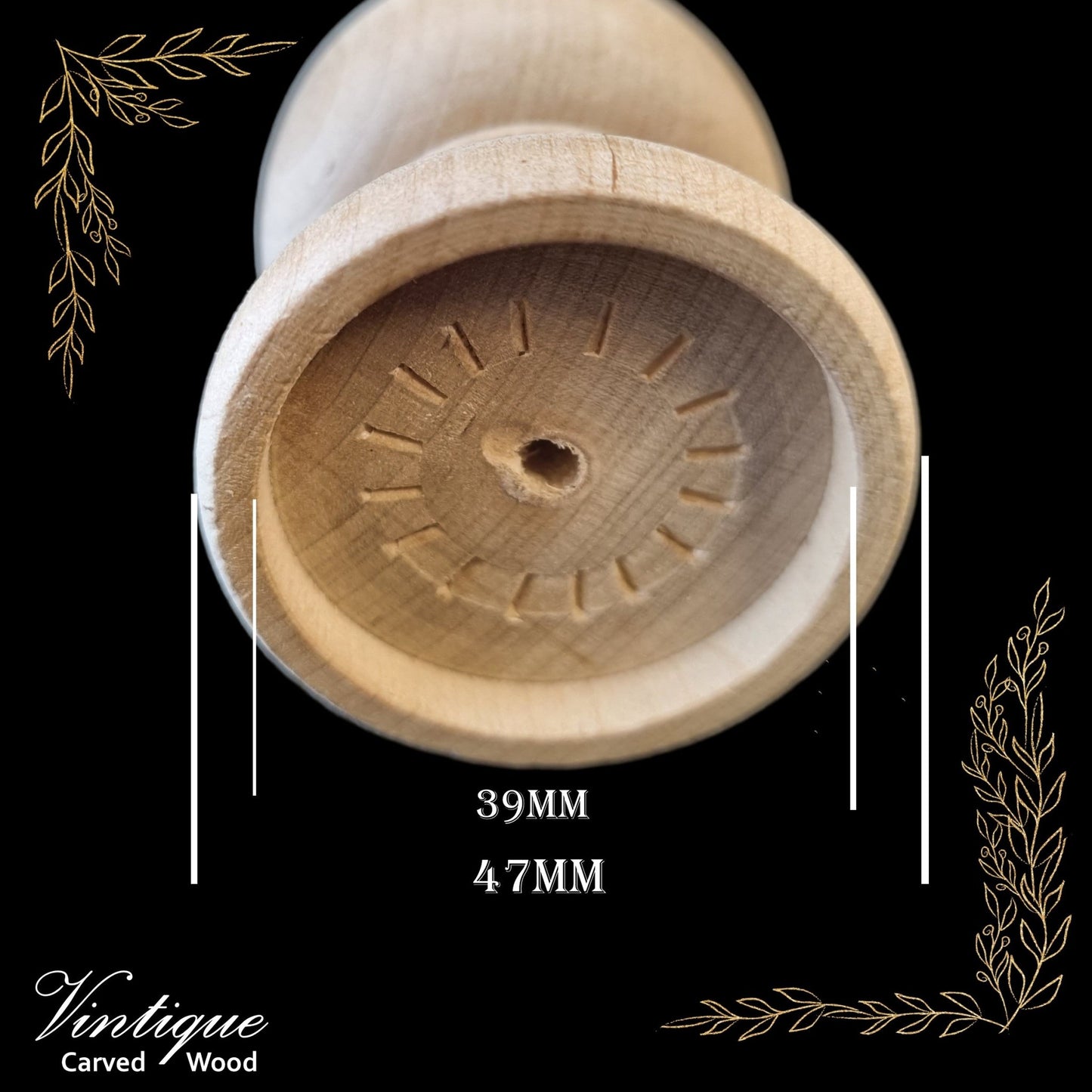 Woodcraft Castle Ornate Wood Finial 111mm x 47mm Birch (each)-Vintique Concepts