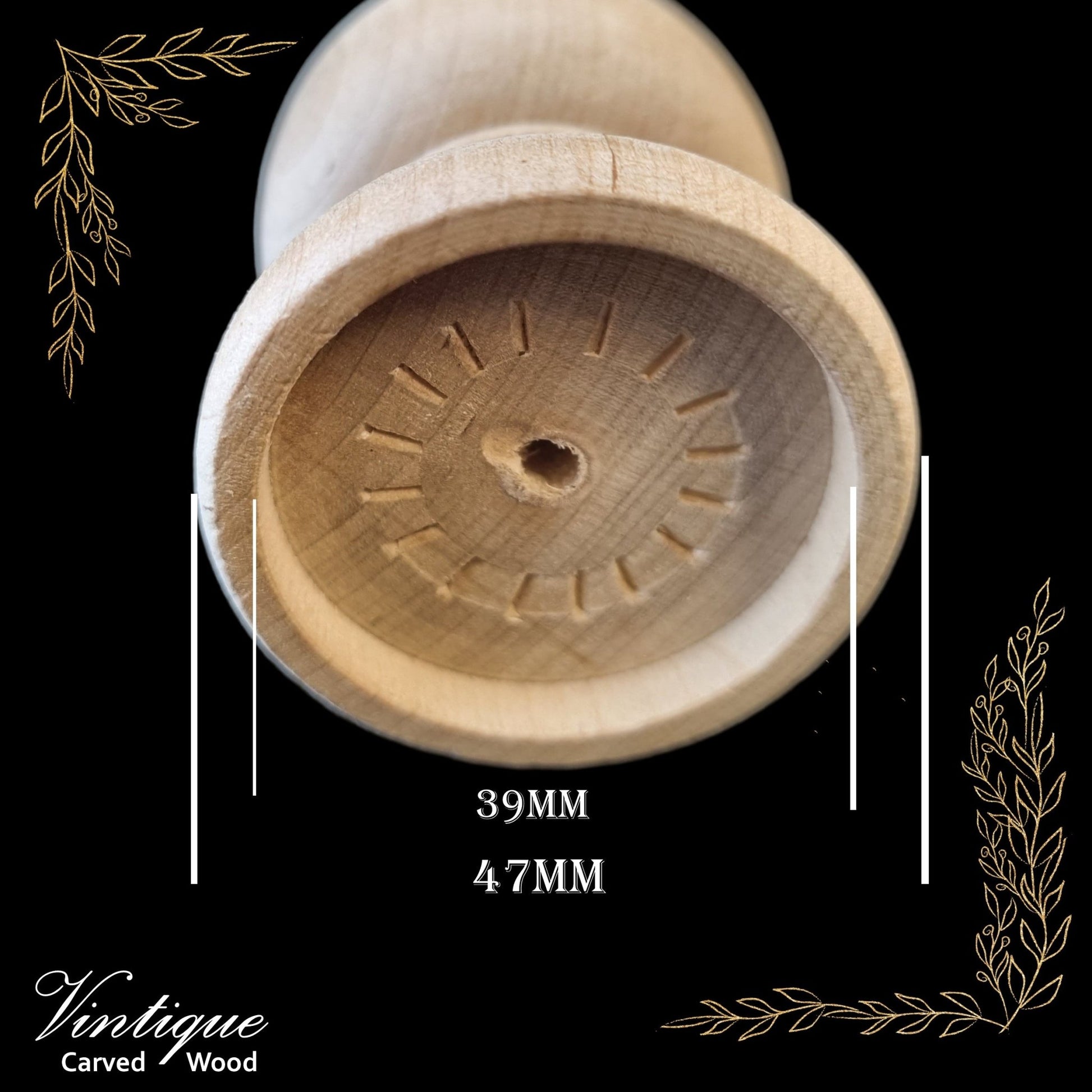 Woodcraft Castle Ornate Wood Finial 111mm x 47mm Birch (each)-Vintique Concepts