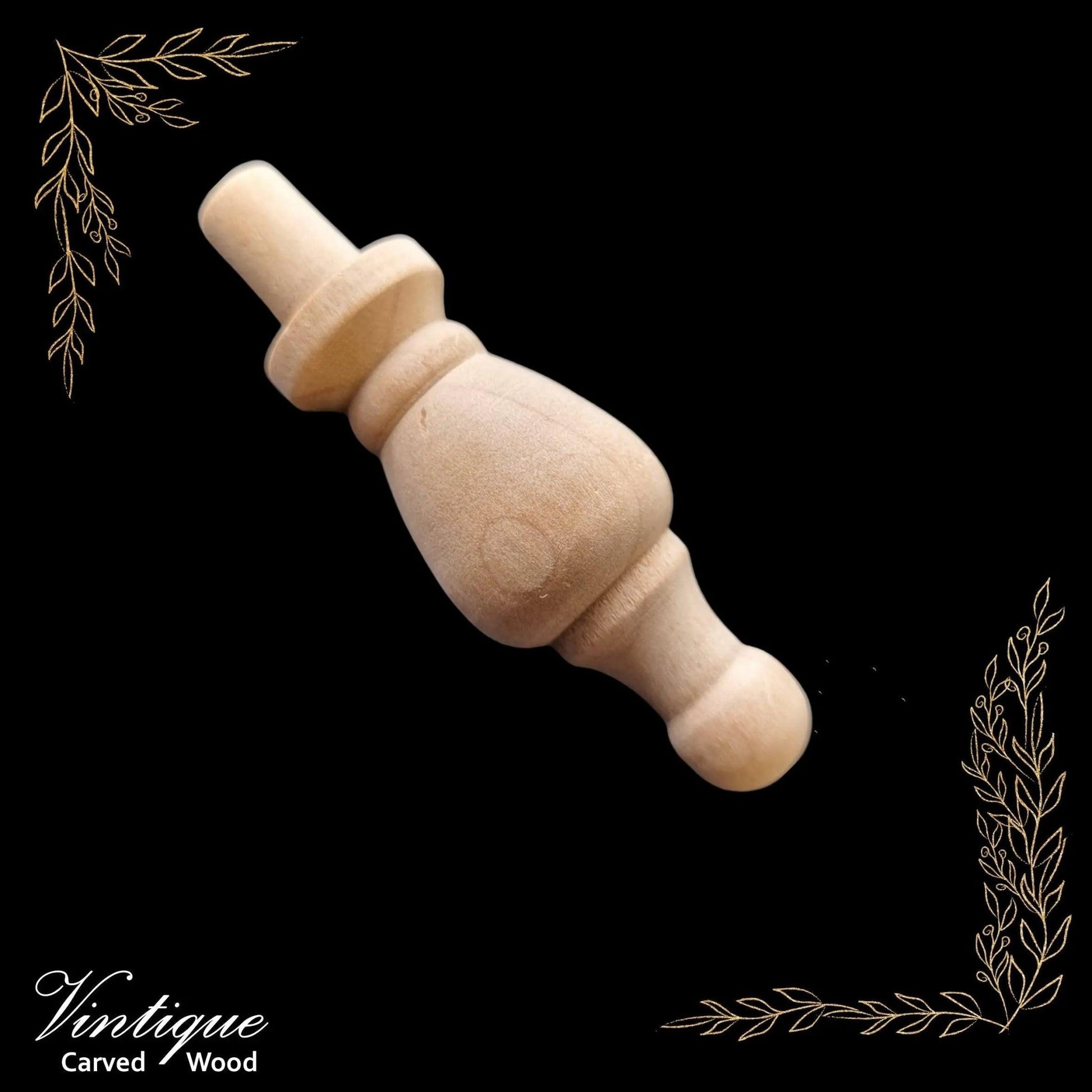 Woodcraft Emperors Wood Finial 72mm x 22mm Birch (each)-Vintique Concepts
