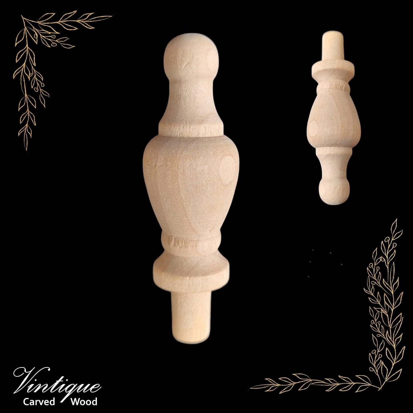 Woodcraft Emperors Wood Finial 72mm x 22mm Birch (each)-Vintique Concepts