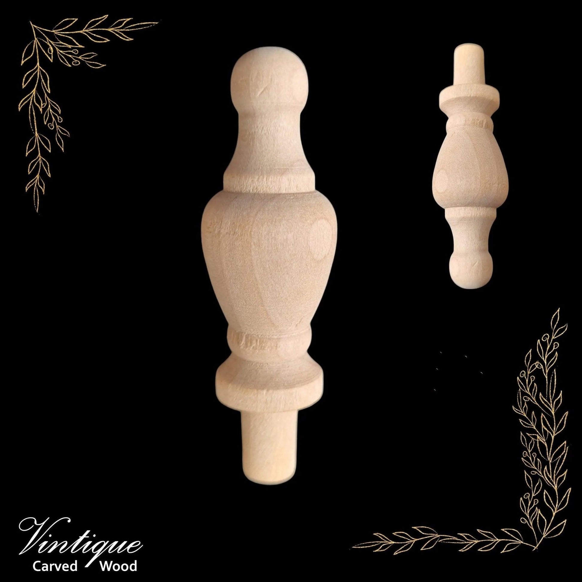 Woodcraft Emperors Wood Finial 72mm x 22mm Birch (each)-Vintique Concepts