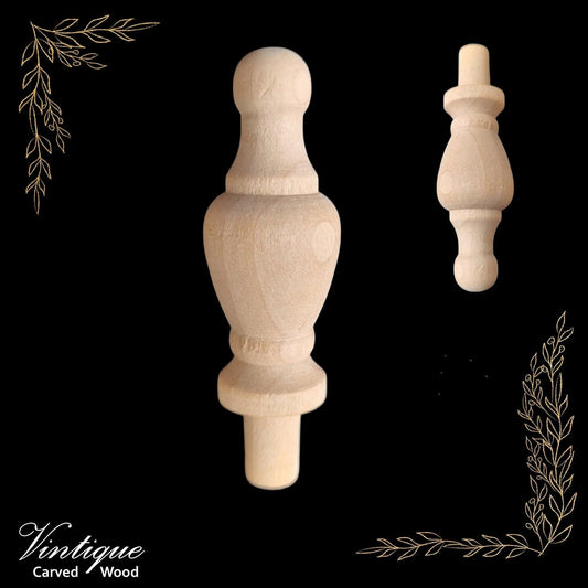 Woodcraft Emperors Wood Finial 72mm x 22mm Birch (each)-Vintique Concepts