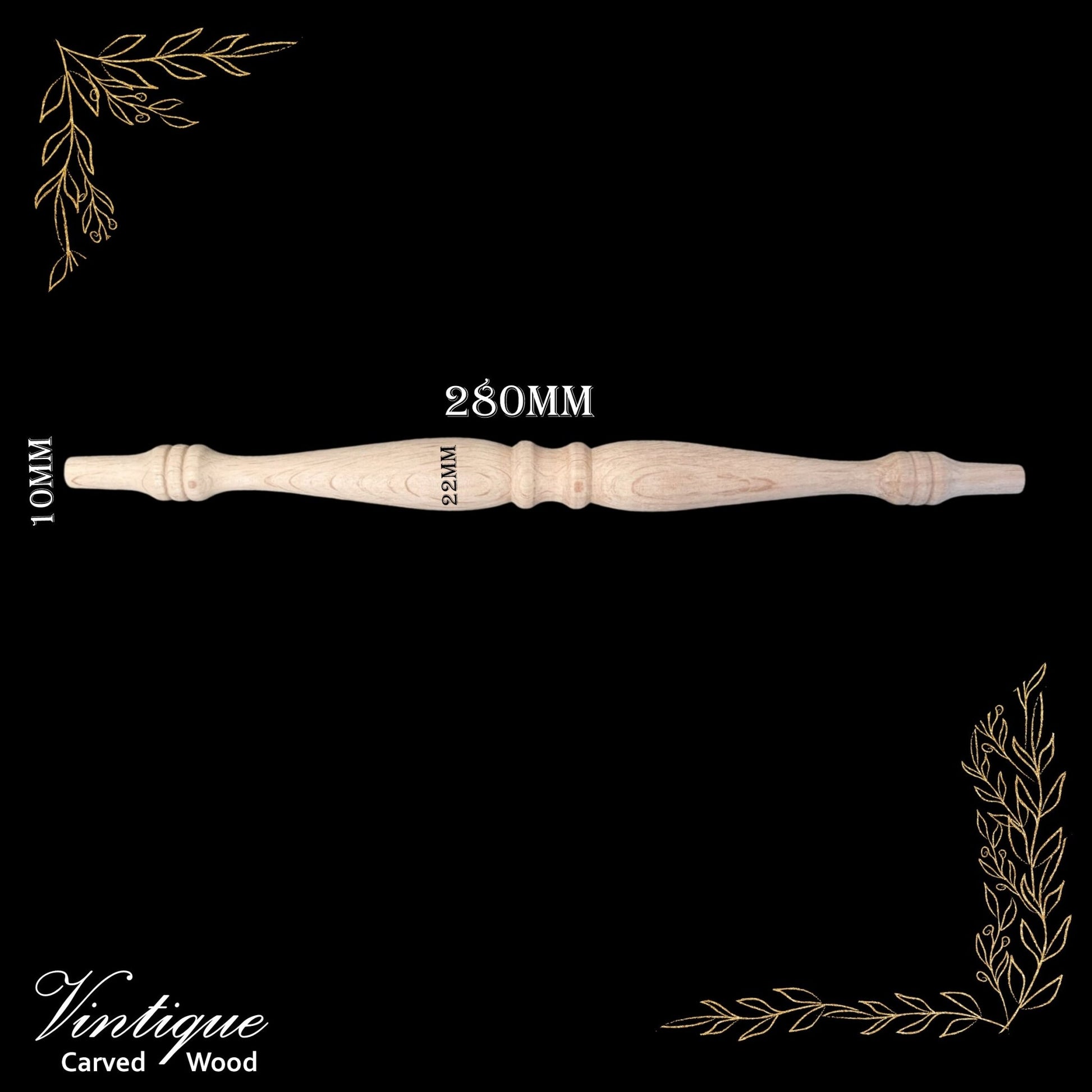 Woodcraft Oak Emperess Wooden Spindle 280mm x 22mm (each)-Vintique Concepts