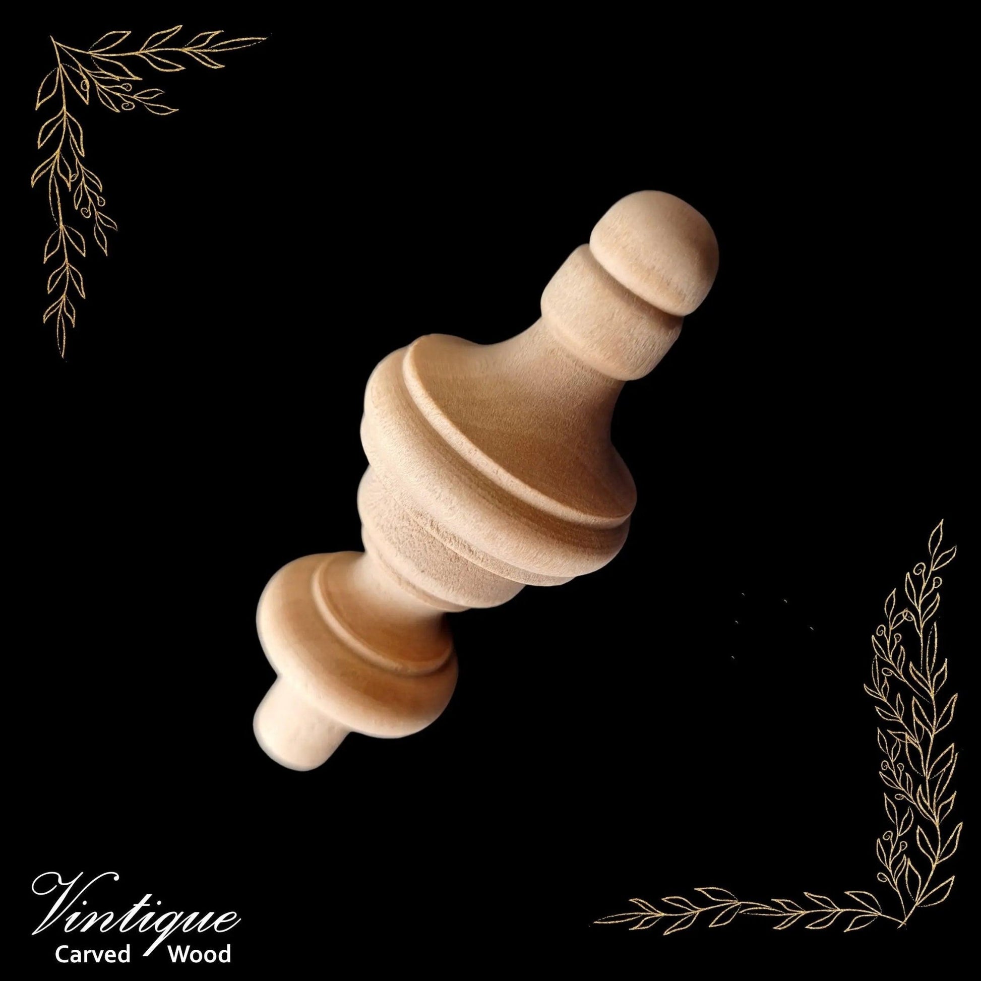 Woodcraft Prince's Wood Finial 70mm x 28mm Birch (each)-Vintique Concepts