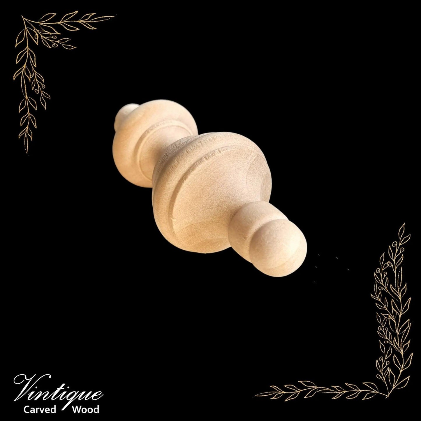 Woodcraft Prince's Wood Finial 70mm x 28mm Birch (each)-Vintique Concepts