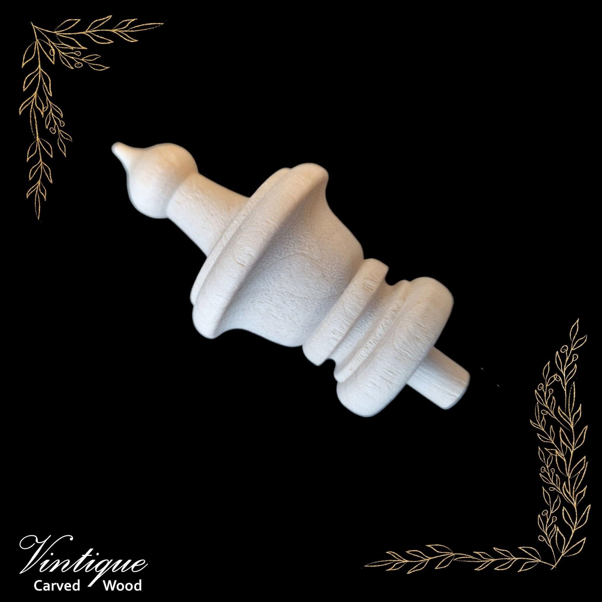 Woodcraft Regal Ornate Wood Finial 89mm x 43mm Birch (each)-Vintique Concepts