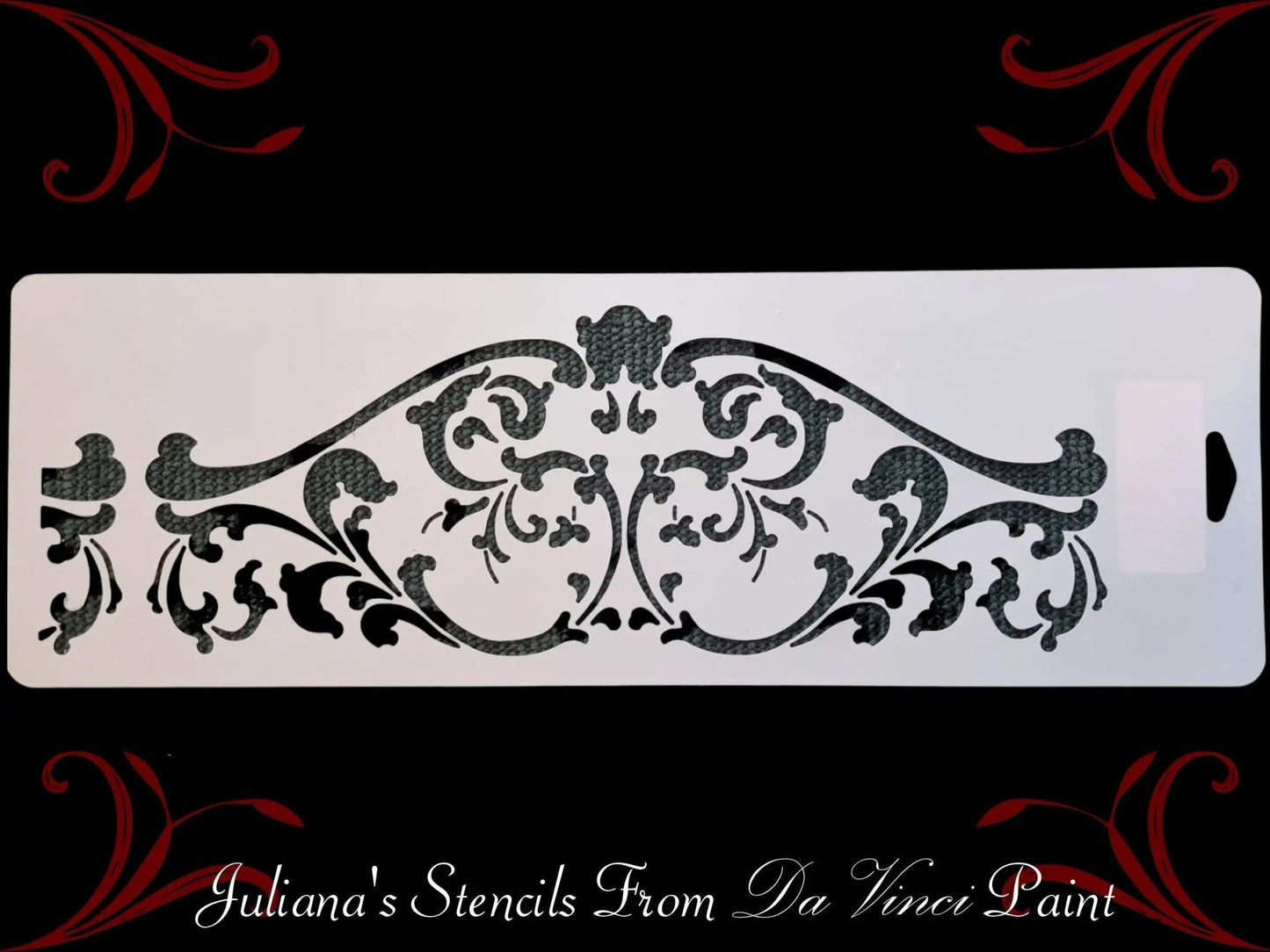 Wrought Iron Crown Ornamental Motif vintage furniture paint stencil 450mm x 150mm-Vintique Concepts