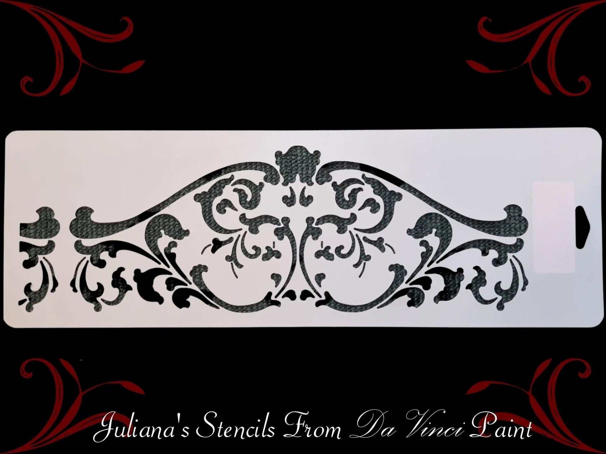 Wrought Iron Crown Ornamental Motif vintage furniture paint stencil 450mm x 150mm-Vintique Concepts