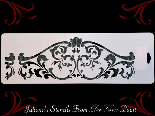 Wrought Iron Crown Ornamental Motif vintage furniture paint stencil 450mm x 150mm-Vintique Concepts