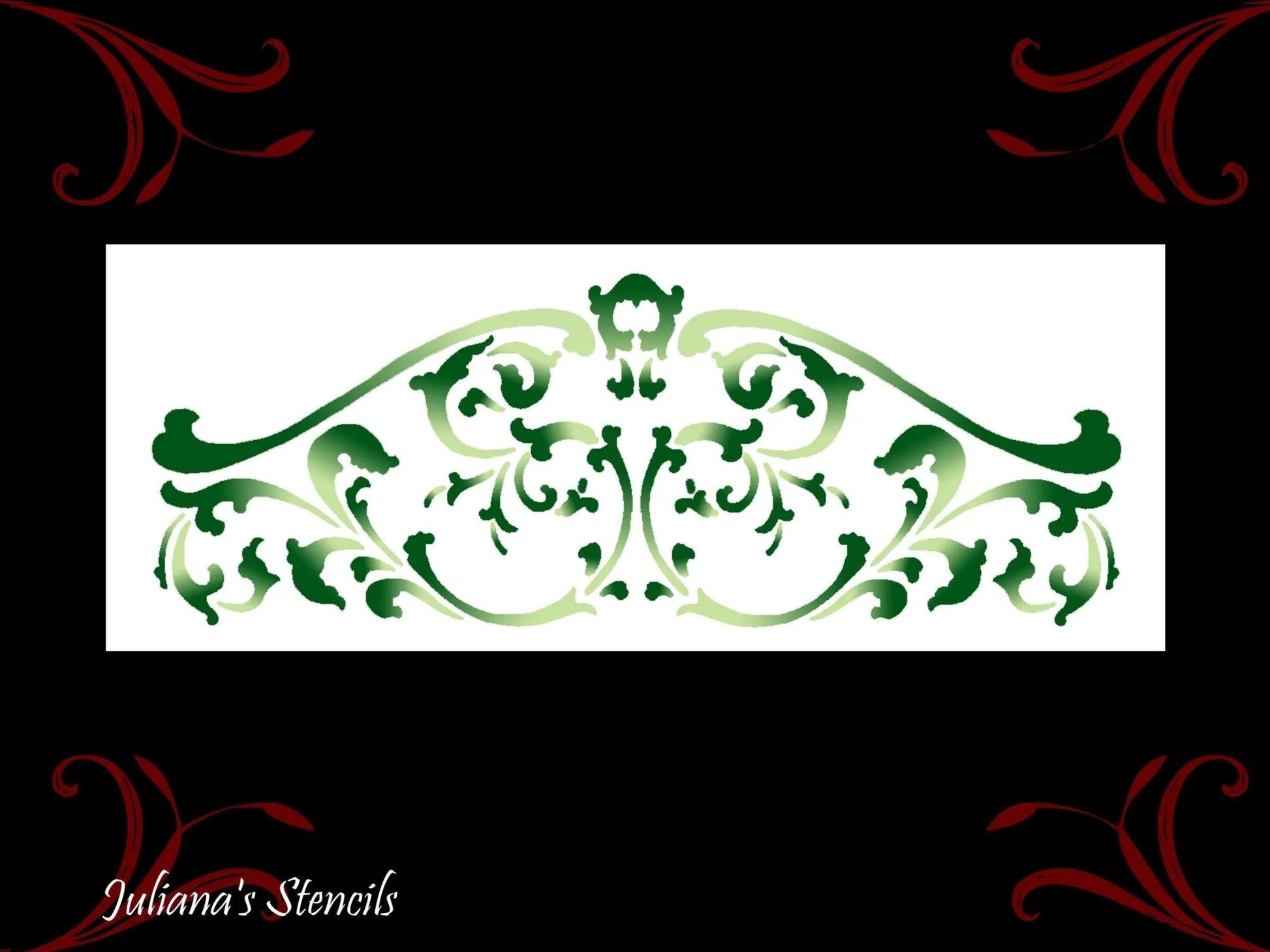 Wrought Iron Crown Ornamental Motif vintage furniture paint stencil 450mm x 150mm-Vintique Concepts