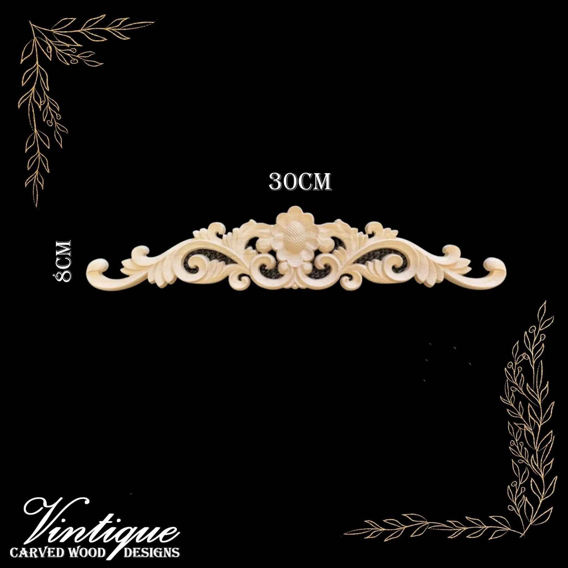 Ye  Royal Garden Flower  Centre Wooden Applique 30cm x 8cm