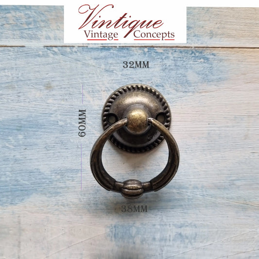 Ring Pull with Ball Bronze- Ring Diameter 38mm (base 32mm dia) - Vintique Concepts