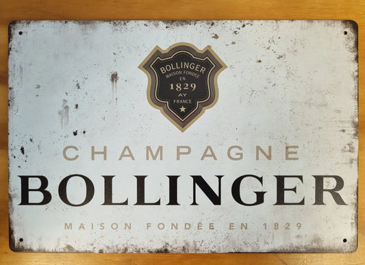 Champagne Bollinger...Tin Sign-1829 30cm x 20cm - Vintique Concepts
