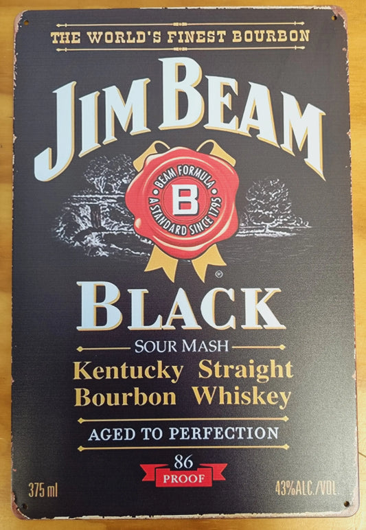 Jim Beam Black...Tin Sign-Kentucky whiskey 30cm x 20cm - Vintique Concepts