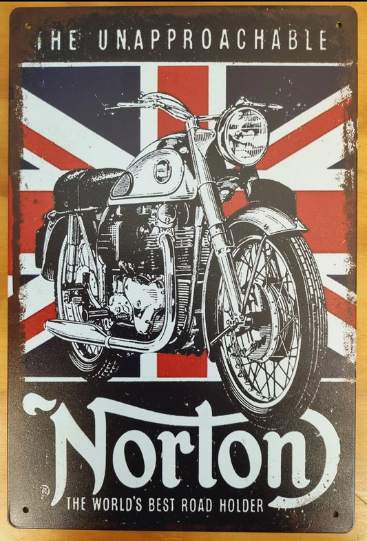Norton Motorcycle union jack ....Tin Sign-great vintage artwork 30cm x 20cm - Vintique Concepts