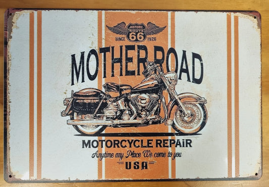 Route 6 Mother Road USA....Tin Sign-Vintage Motorbikes 30cm x 20cm - Vintique Concepts